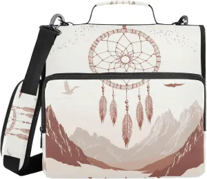 Western Dream Catchers Tribal Mountains Office Binder Organizer with Shoulder Strap Laege Capacity 1.5 Inch 3 Rings Storage Bag Portfolio Binder Storage Container