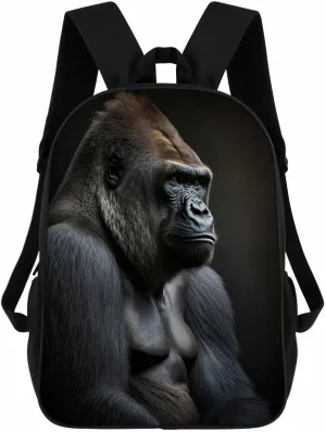 Western Lowland Gorilla Backpack Casual Daypack Wild Animal Print Laptop Bag Bookbag for Work Travel Hiking 17 Inch Style 3