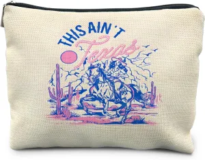 Western Makeup Bag, Western Cowgirl Rodeo Cosmetic Bags Toiletry Bag for Women, Cowgirl Gifts, This Ain't Texas Western Gifts for Women, Western Makeup Pouch, Country Girl Gifts