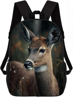 White-tailed Deer Backpack Casual Daypack Wild Animal Print Laptop Bag Bookbag for Work Travel Hiking 17 Inch Style 2