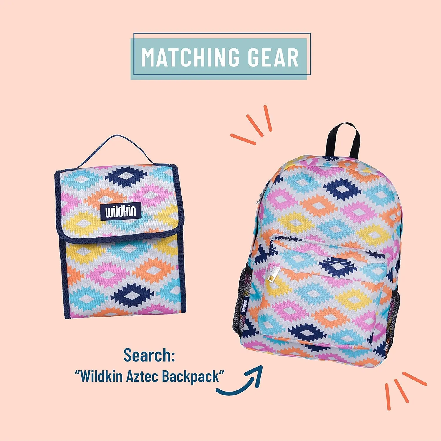 Wildkin Kids Insulated Lunch Bag – Reusable, Ideal for Hot/Cold Snacks, School & Travel - Aztec
