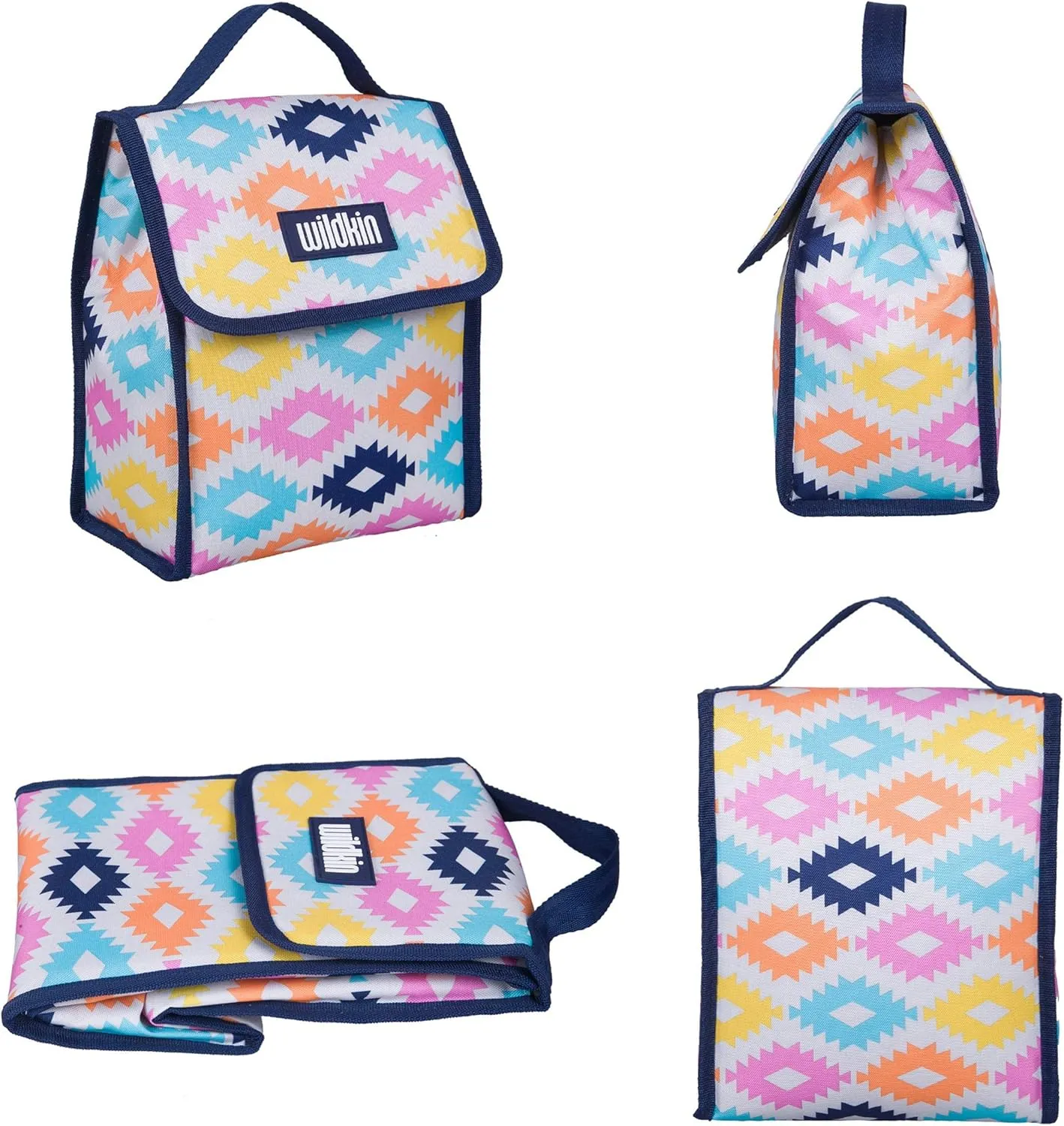 Wildkin Kids Insulated Lunch Bag – Reusable, Ideal for Hot/Cold Snacks, School & Travel - Aztec