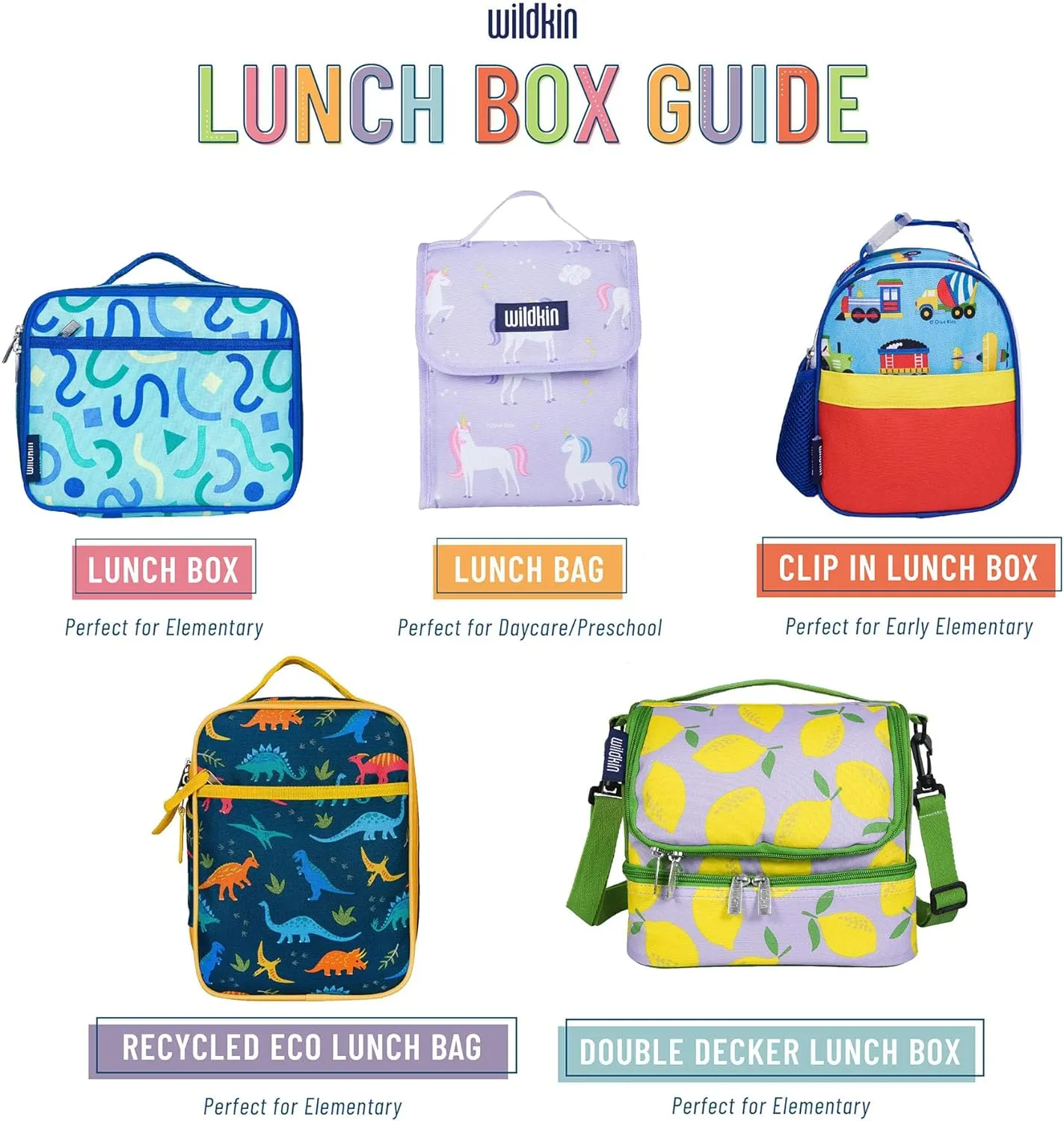 Wildkin Kids Insulated Lunch Bag – Reusable, Ideal for Hot/Cold Snacks, School & Travel - Aztec