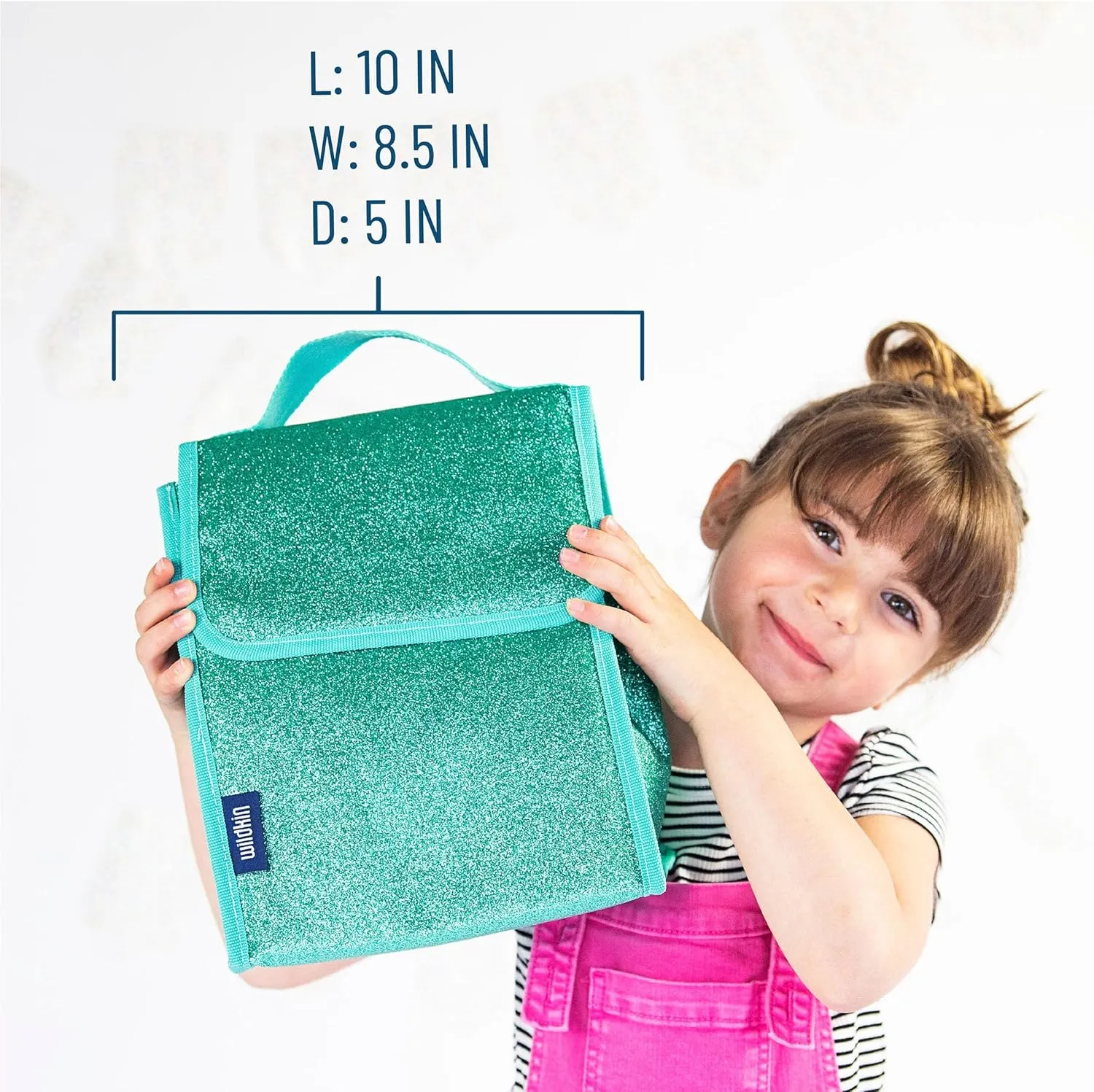 Wildkin Kids Insulated Lunch Bag – Reusable, Ideal for Hot/Cold Snacks, School & Travel - Blue Glitter