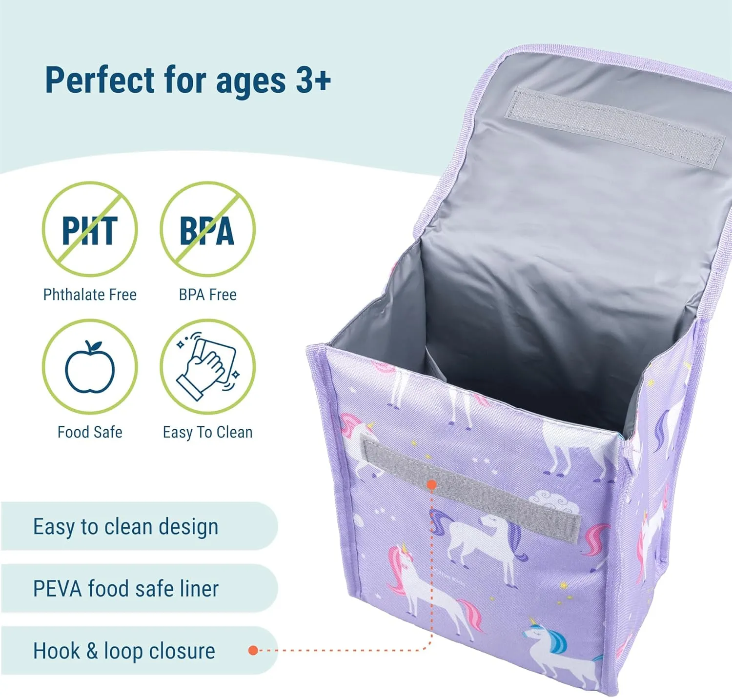 Wildkin Kids Insulated Lunch Bag – Reusable, Ideal for Hot/Cold Snacks, School & Travel - Unicorn