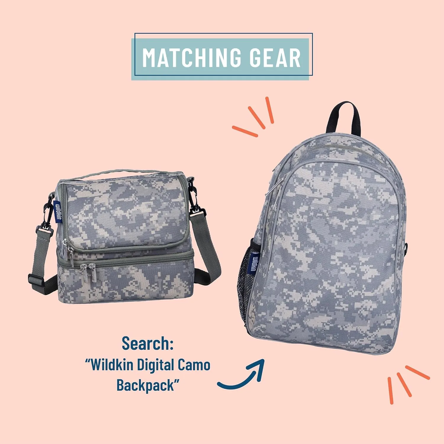 Wildkin Two Compartment Insulated Lunch Bag for Kids – School & Travel Ready - Digital Camo