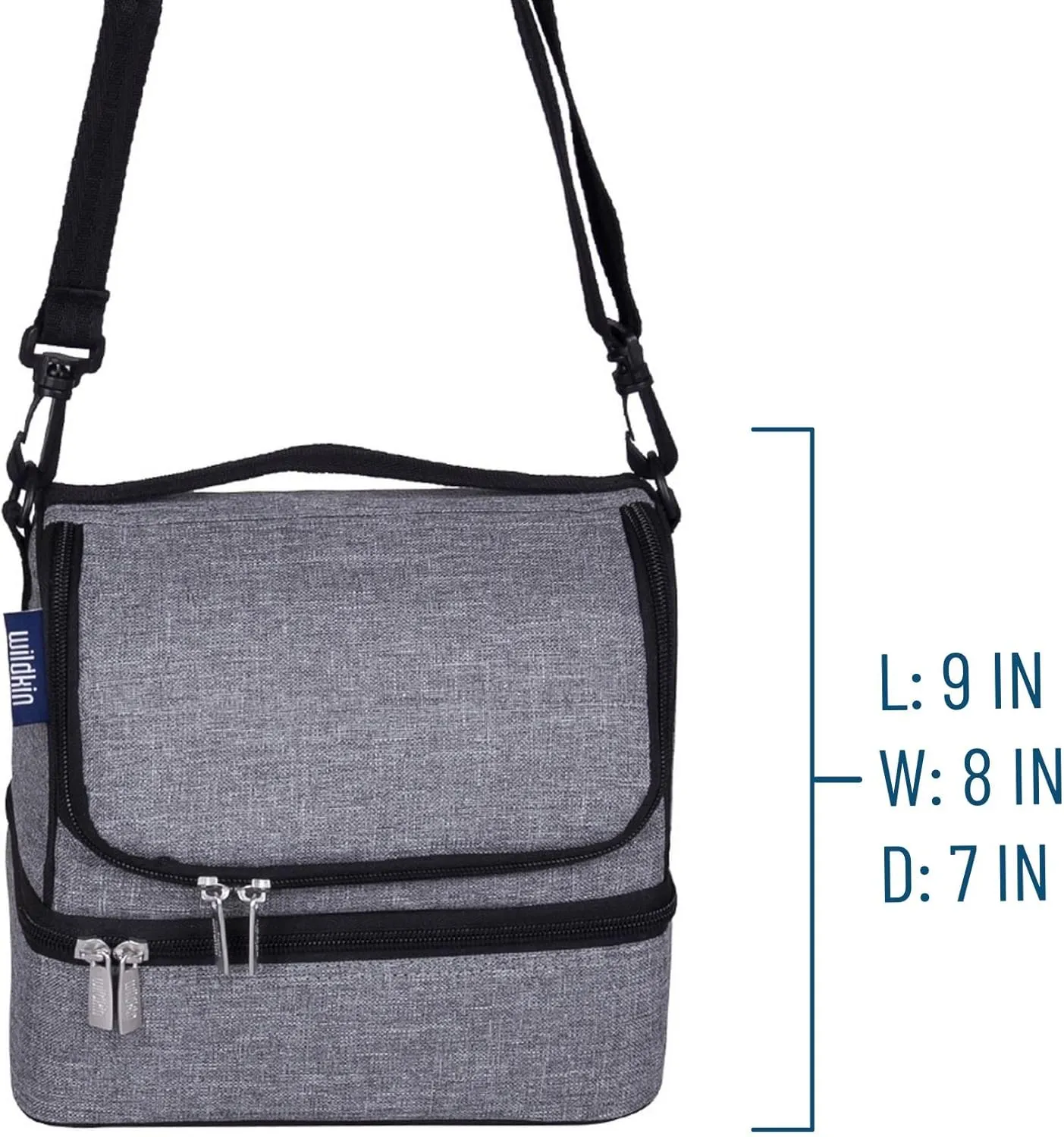 Wildkin Two Compartment Insulated Lunch Bag for Kids – School & Travel Ready - Gray Tweed