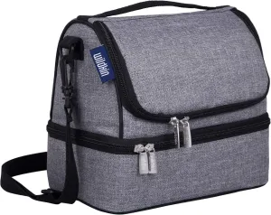 Wildkin Two Compartment Insulated Lunch Bag for Kids – School & Travel Ready - Gray Tweed