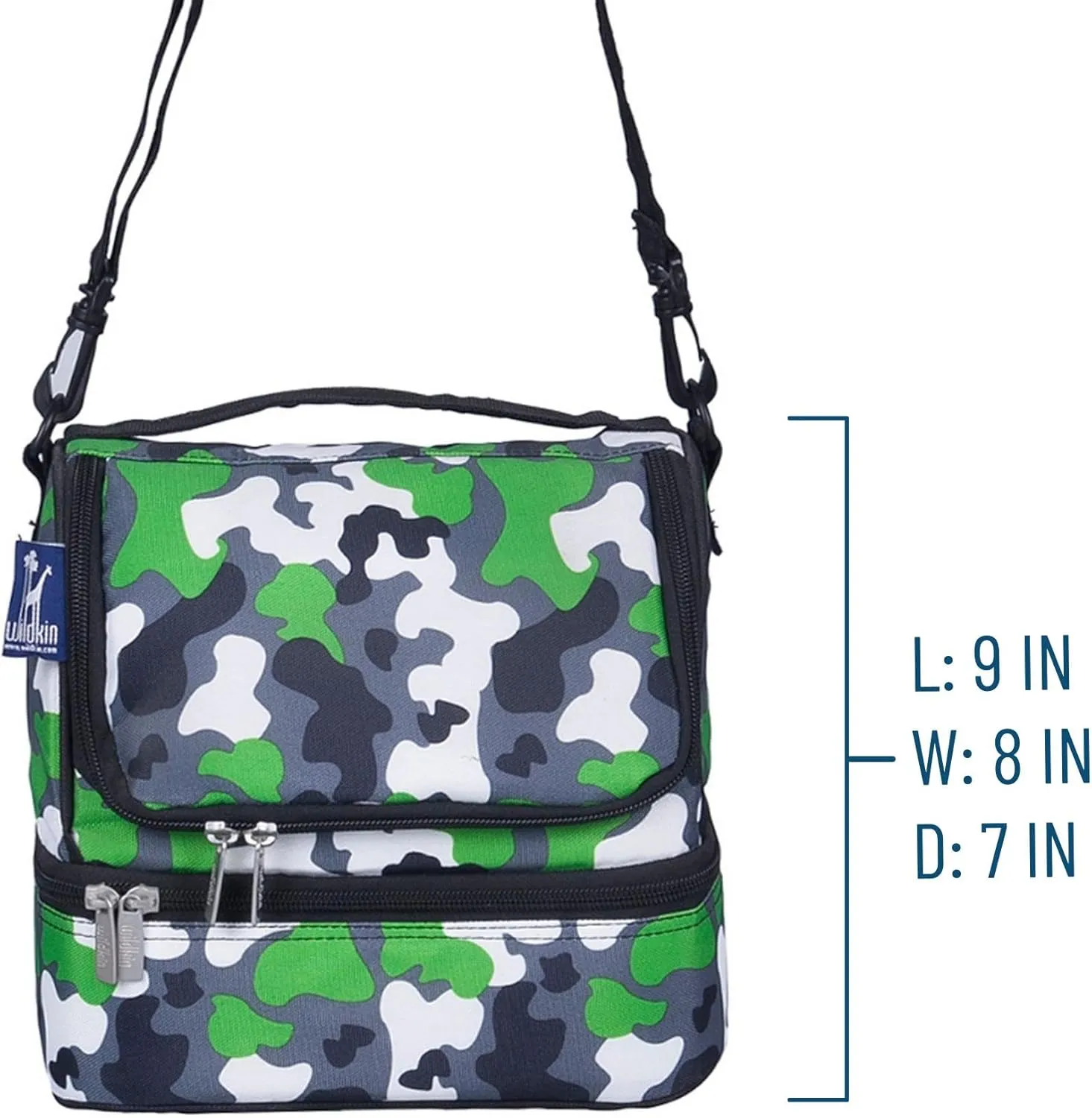 Wildkin Two Compartment Insulated Lunch Bag for Kids – School & Travel Ready - Green Camo