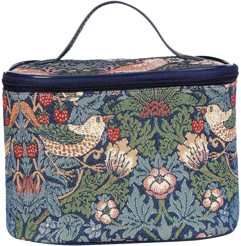 William Morris Strawberry Thief Blue Toiletry Vanity Travel Bag