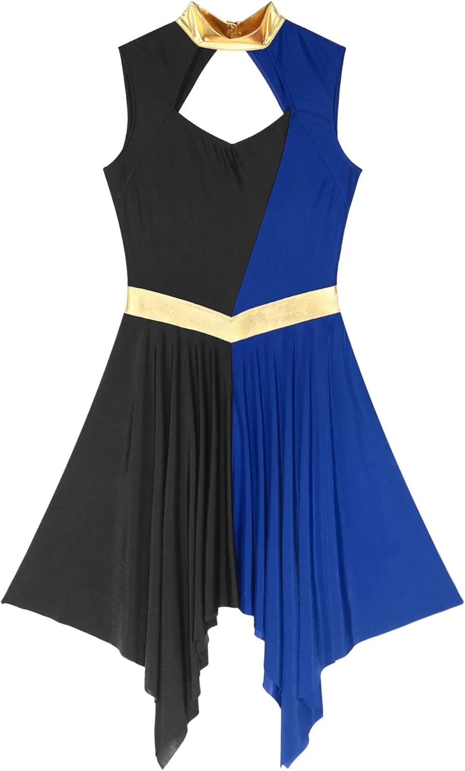 Women Praise Dance Dresses Cutout Sleeveless Worship Tunic Irregular Hem Liturgical Dancewear