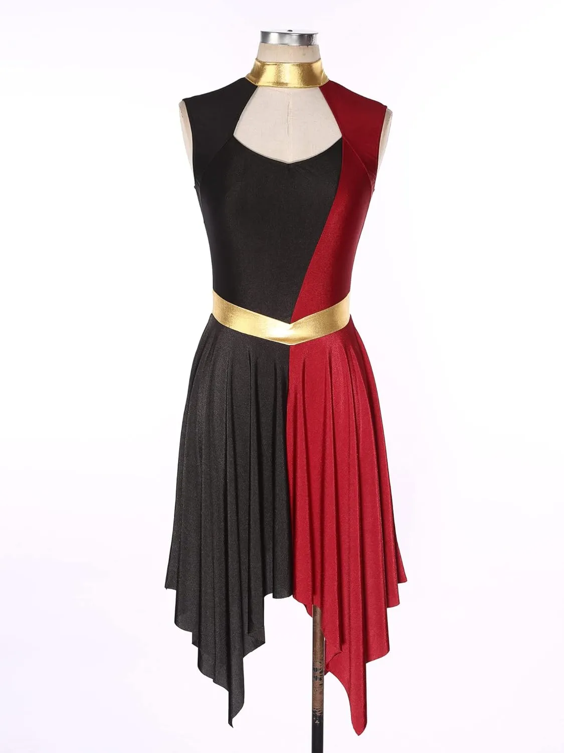 Women Praise Dance Dresses Cutout Sleeveless Worship Tunic Irregular Hem Liturgical Dancewear