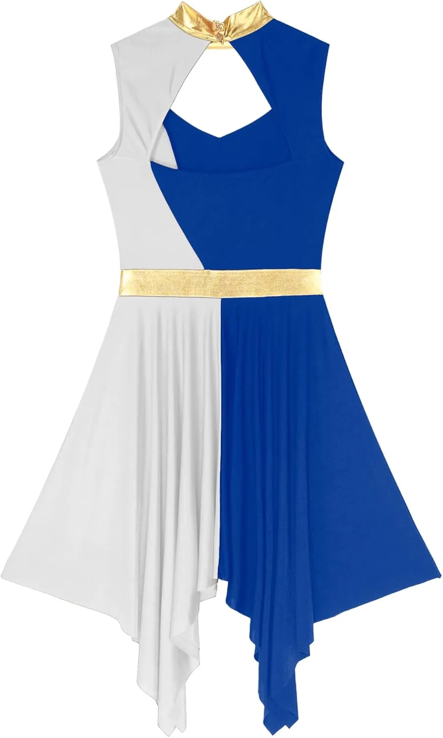 Women Praise Dance Dresses Cutout Sleeveless Worship Tunic Irregular Hem Liturgical Dancewear