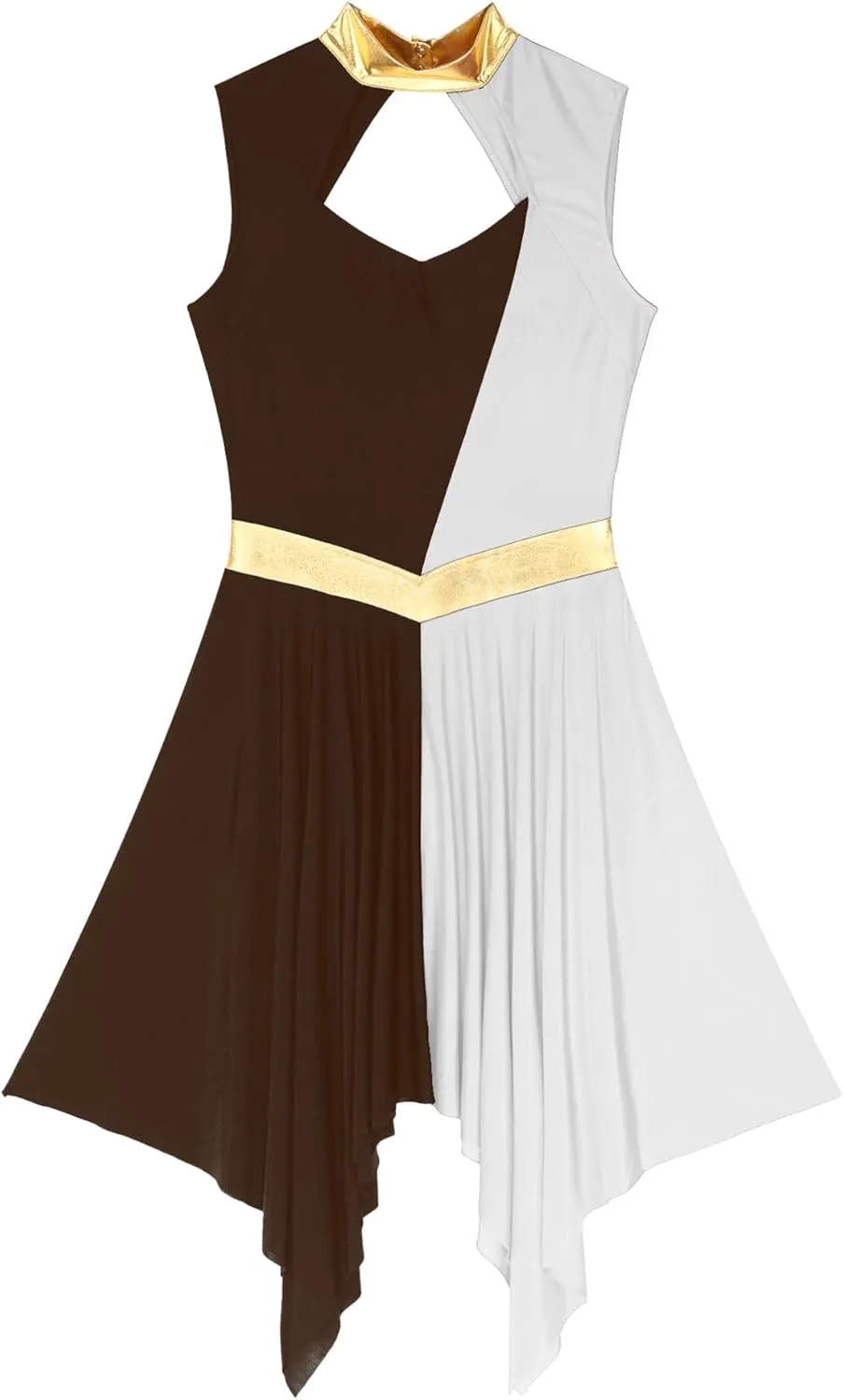 Women Praise Dance Dresses Cutout Sleeveless Worship Tunic Irregular Hem Liturgical Dancewear
