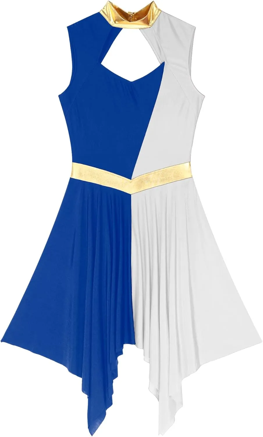 Women Praise Dance Dresses Cutout Sleeveless Worship Tunic Irregular Hem Liturgical Dancewear