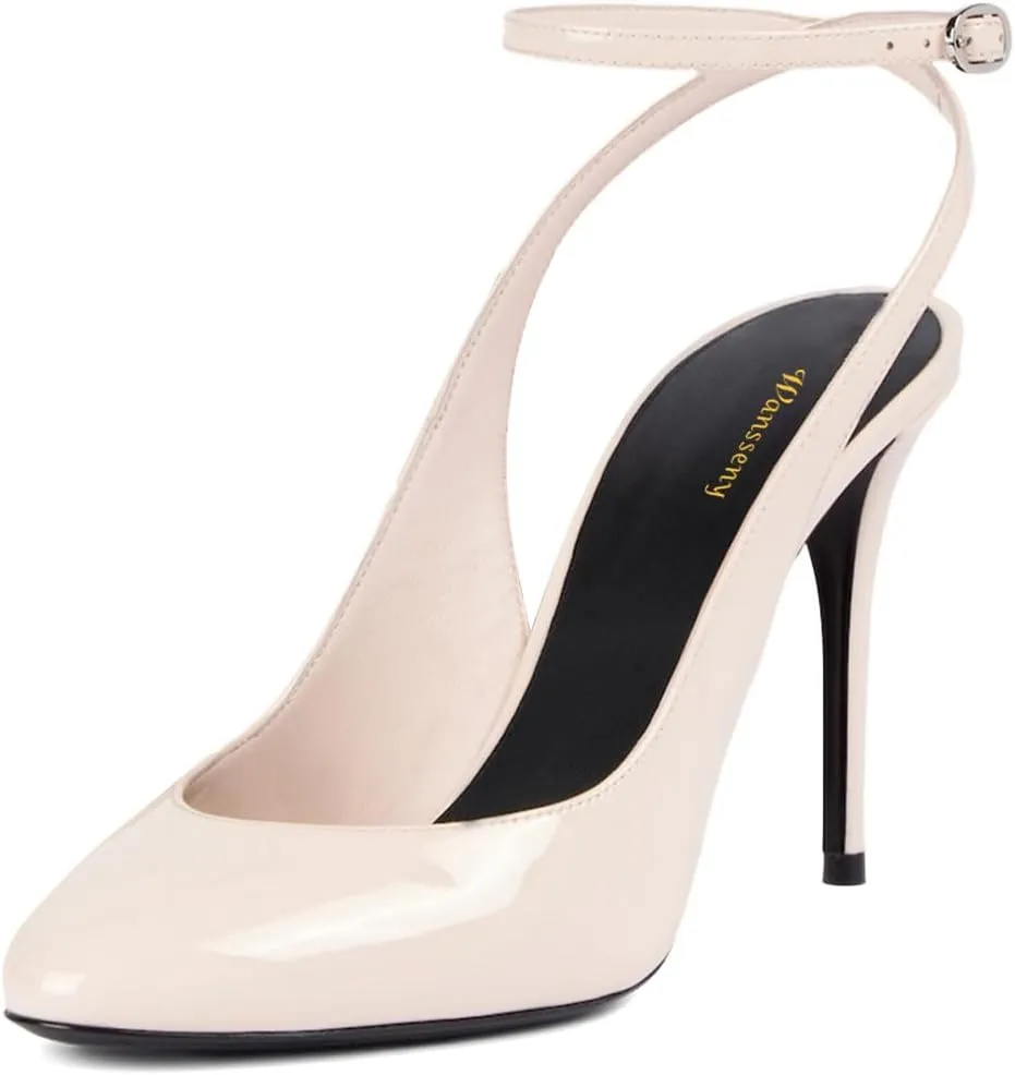 Women Stiletto High Heel Ankle Strap Pumps Round Toe Strappy Graceful Sandals Wedding Party Evening Dress Shoes Size 4-16 US