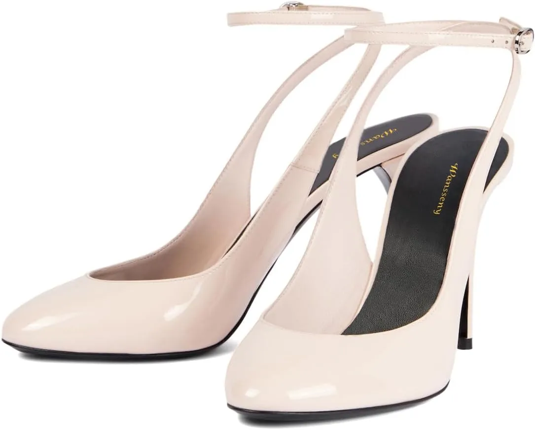 Women Stiletto High Heel Ankle Strap Pumps Round Toe Strappy Graceful Sandals Wedding Party Evening Dress Shoes Size 4-16 US