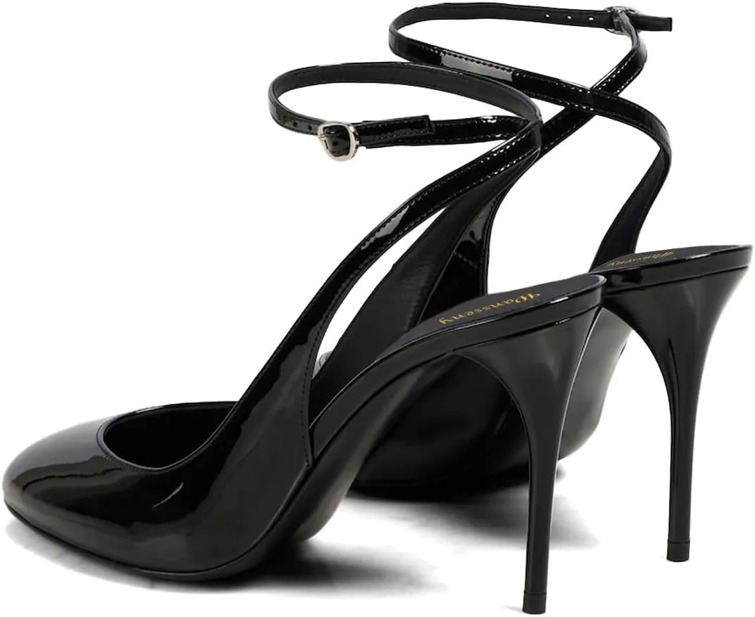 Women Stiletto High Heel Ankle Strap Pumps Round Toe Strappy Graceful Sandals Wedding Party Evening Dress Shoes Size 4-16 US