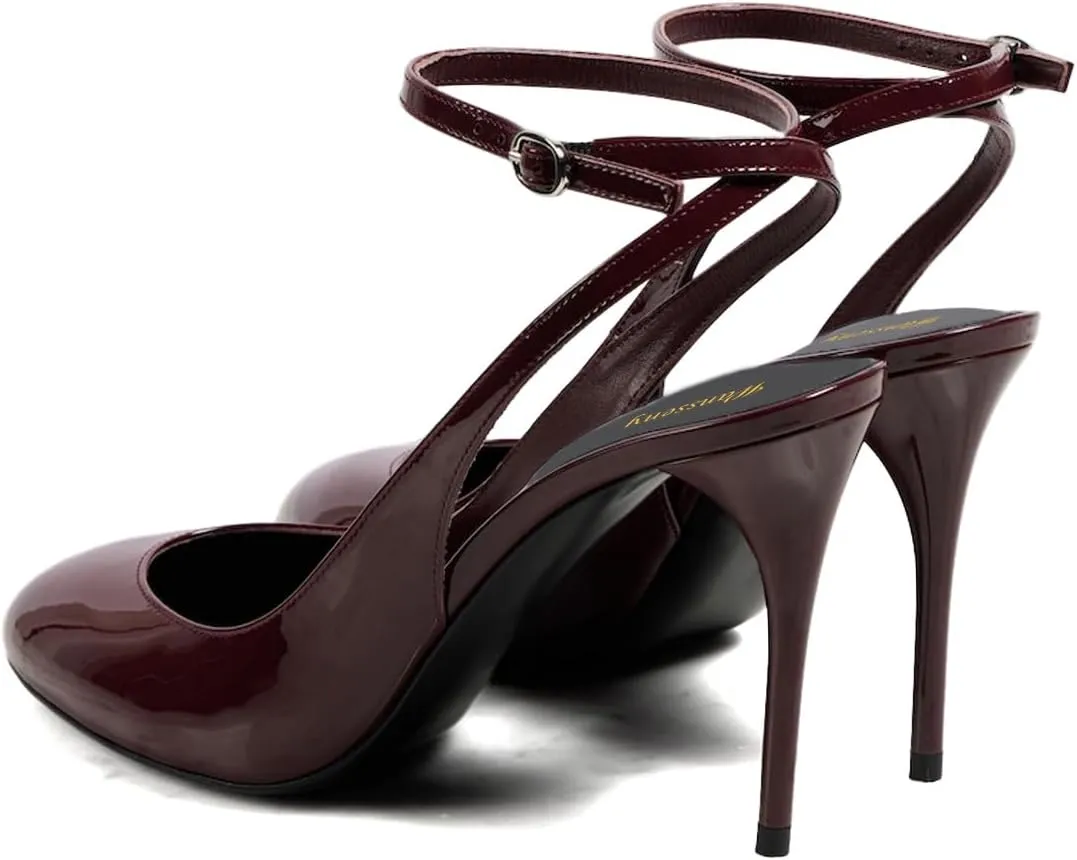 Women Stiletto High Heel Ankle Strap Pumps Round Toe Strappy Graceful Sandals Wedding Party Evening Dress Shoes Size 4-16 US