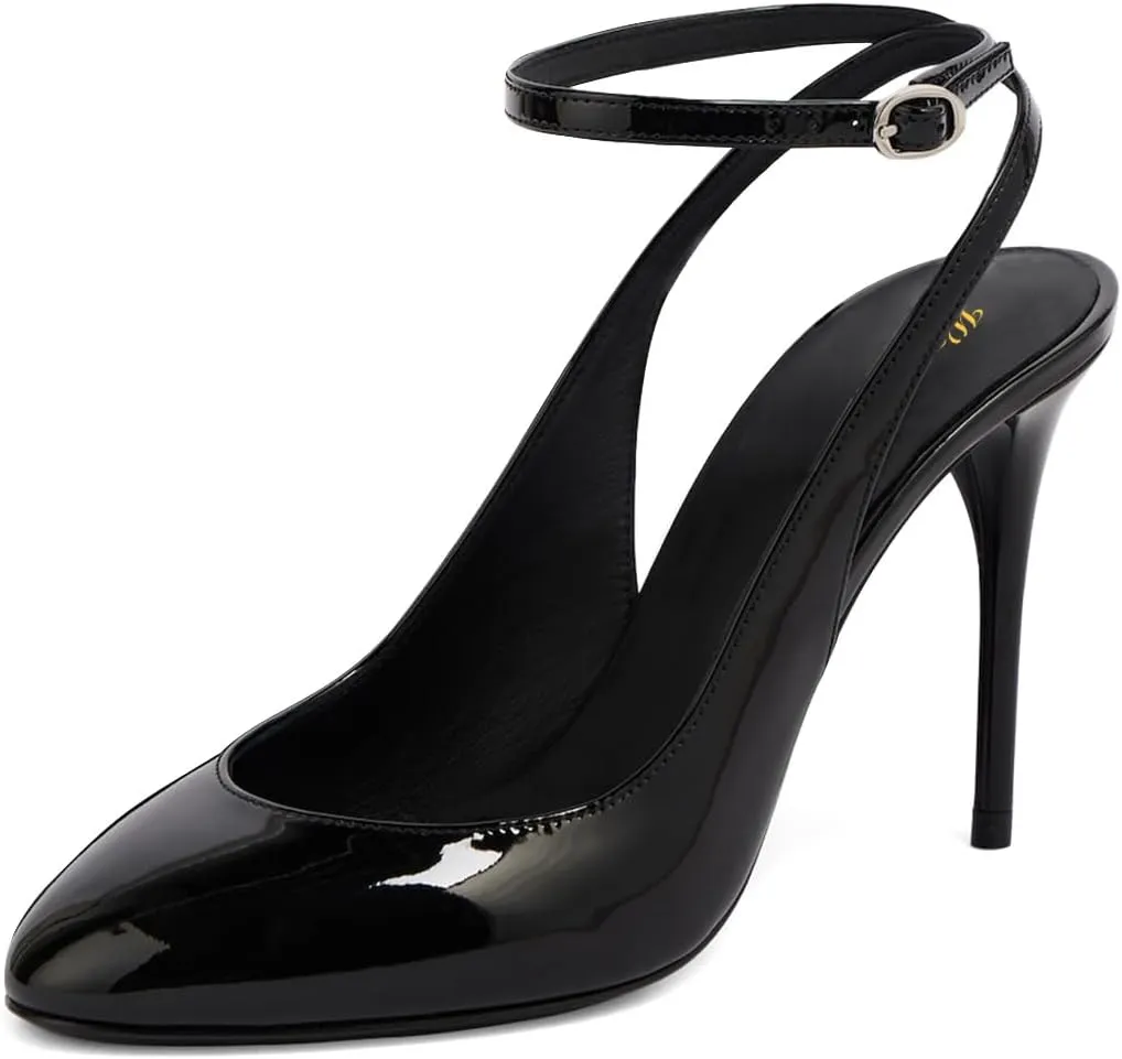 Women Stiletto High Heel Ankle Strap Pumps Round Toe Strappy Graceful Sandals Wedding Party Evening Dress Shoes Size 4-16 US