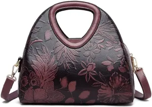 Women Tote Bags Top-handle Purse Flower PU Leather Shoulder Satchel Print Handbag Waterproof Tote with Adjustable Strap
