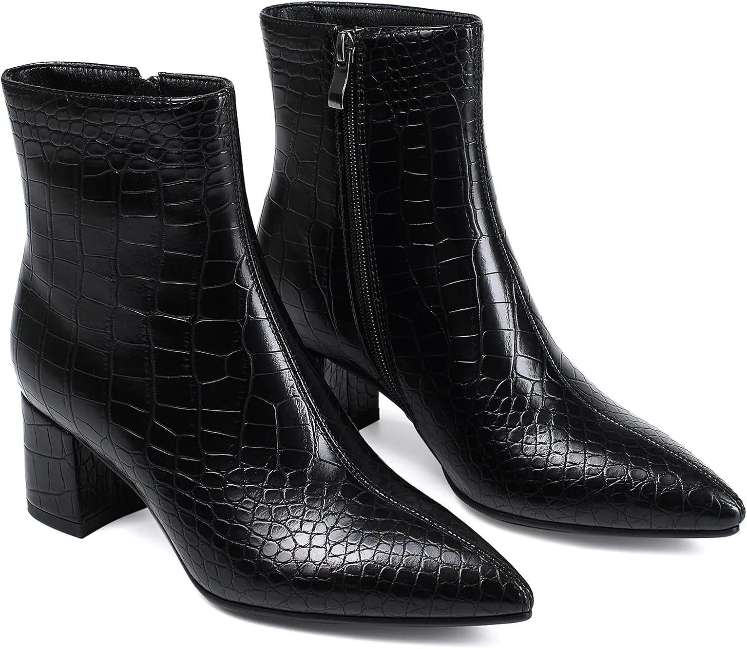 Women's Ankle Boots Pointed Toe Chunky Block Heel Short Boots for Women Low Heeled Booties