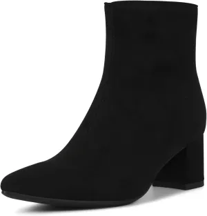 Women's Ankle Boots Pointed Toe Chunky Block Heel Short Boots for Women Low Heeled Booties