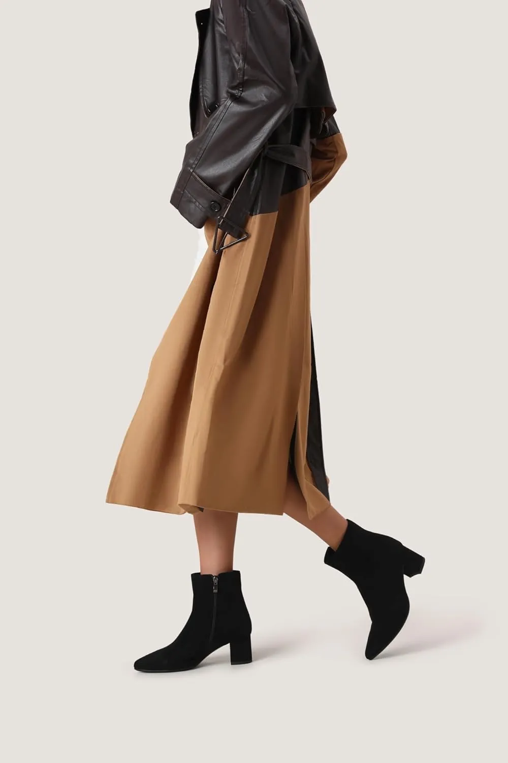 Women's Ankle Boots Pointed Toe Chunky Block Heel Short Boots for Women Low Heeled Booties