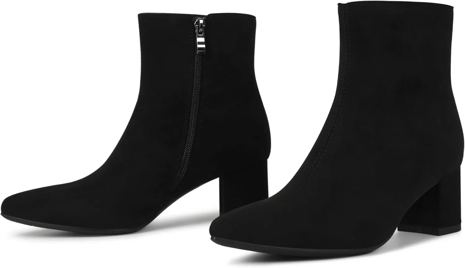Women's Ankle Boots Pointed Toe Chunky Block Heel Short Boots for Women Low Heeled Booties