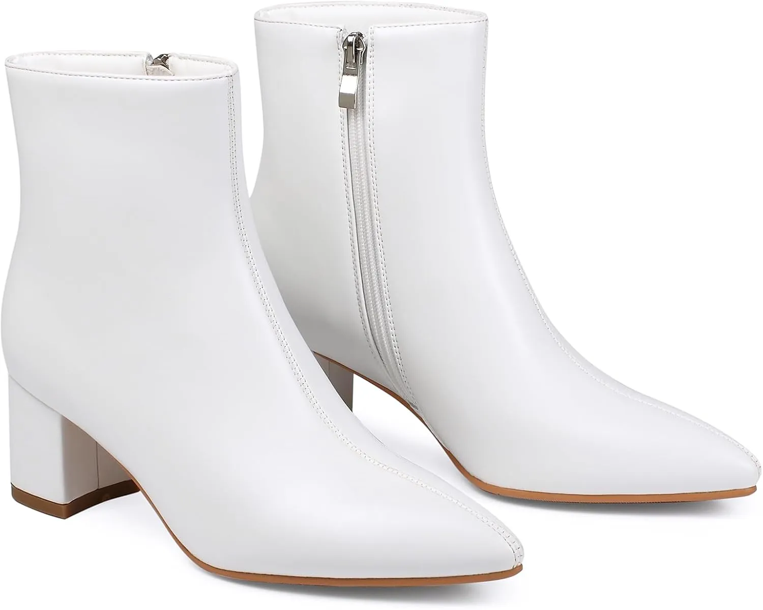 Women's Ankle Boots Pointed Toe Chunky Block Heel Short Boots for Women Low Heeled Booties