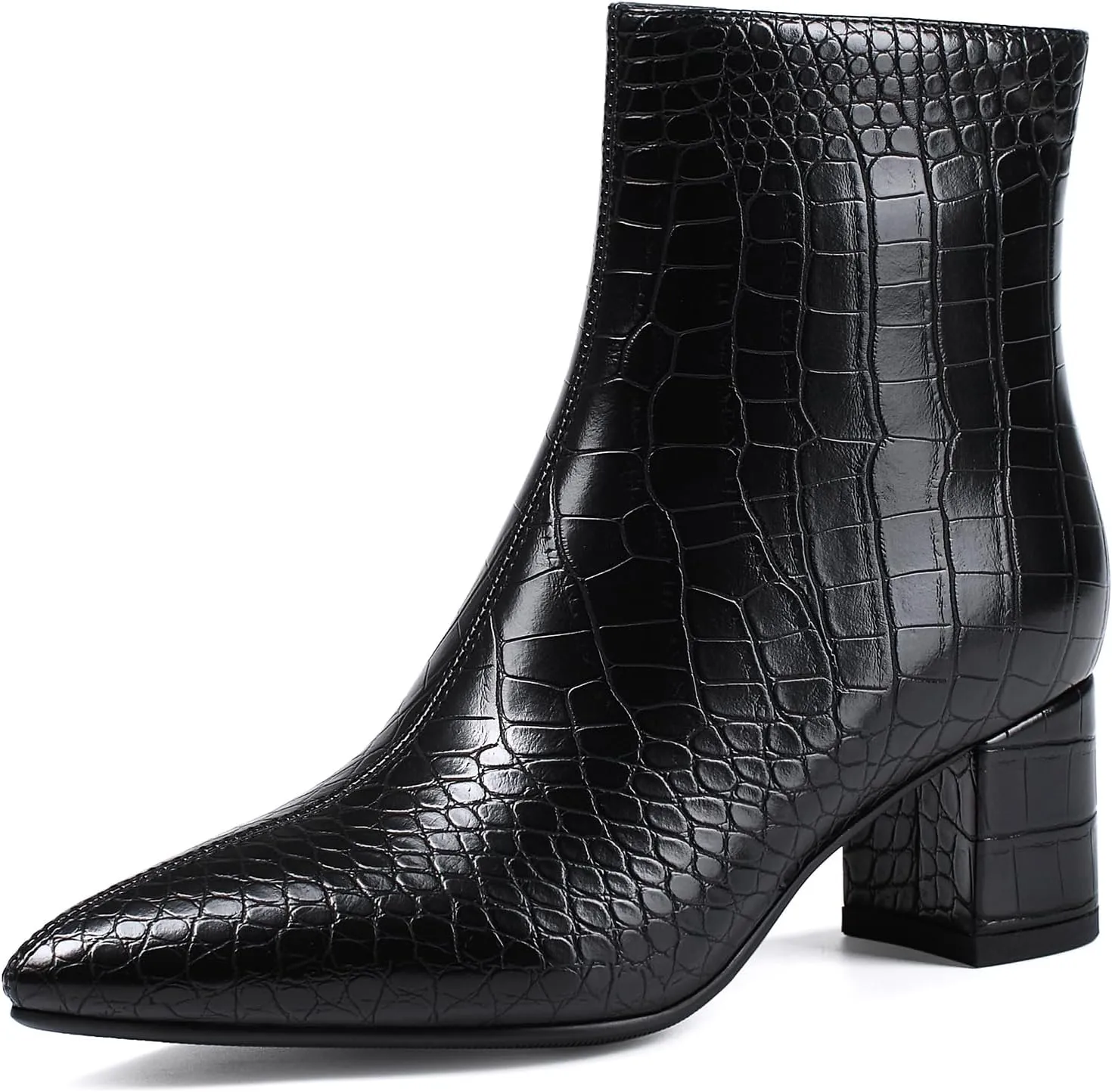 Women's Ankle Boots Pointed Toe Chunky Block Heel Short Boots for Women Low Heeled Booties