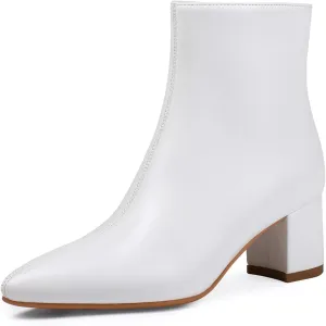 Women's Ankle Boots Pointed Toe Chunky Block Heel Short Boots for Women Low Heeled Booties