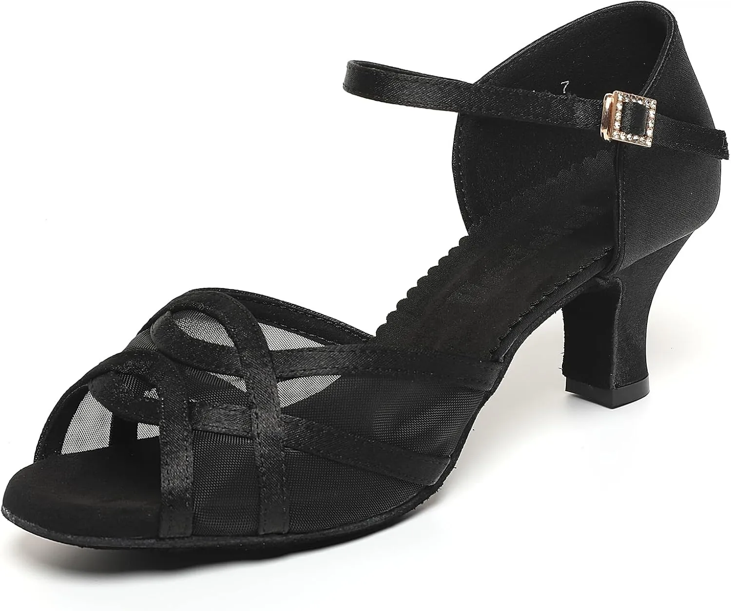 Women's Ballroom Dance Shoes Character Shoes, Latin Salsa Dancing Shoes for Women, Cross Strap Dance Heels, Black