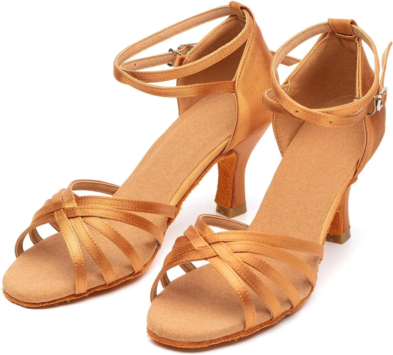 Women's Dance Shoes Latin Salsa Bachata Tango Practice Ballroom Dancing Shoes Wedding Performance Dress Shoes with Soft Suede Sole 2.76'' Heel