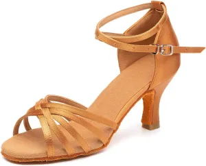 Women's Dance Shoes Latin Salsa Bachata Tango Practice Ballroom Dancing Shoes Wedding Performance Dress Shoes with Soft Suede Sole 2.76'' Heel