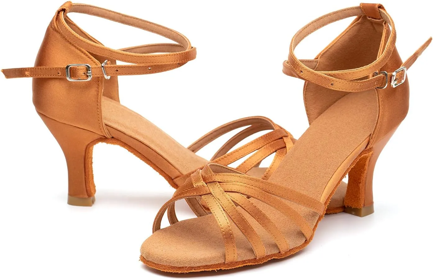 Women's Dance Shoes Latin Salsa Bachata Tango Practice Ballroom Dancing Shoes Wedding Performance Dress Shoes with Soft Suede Sole 2.76'' Heel