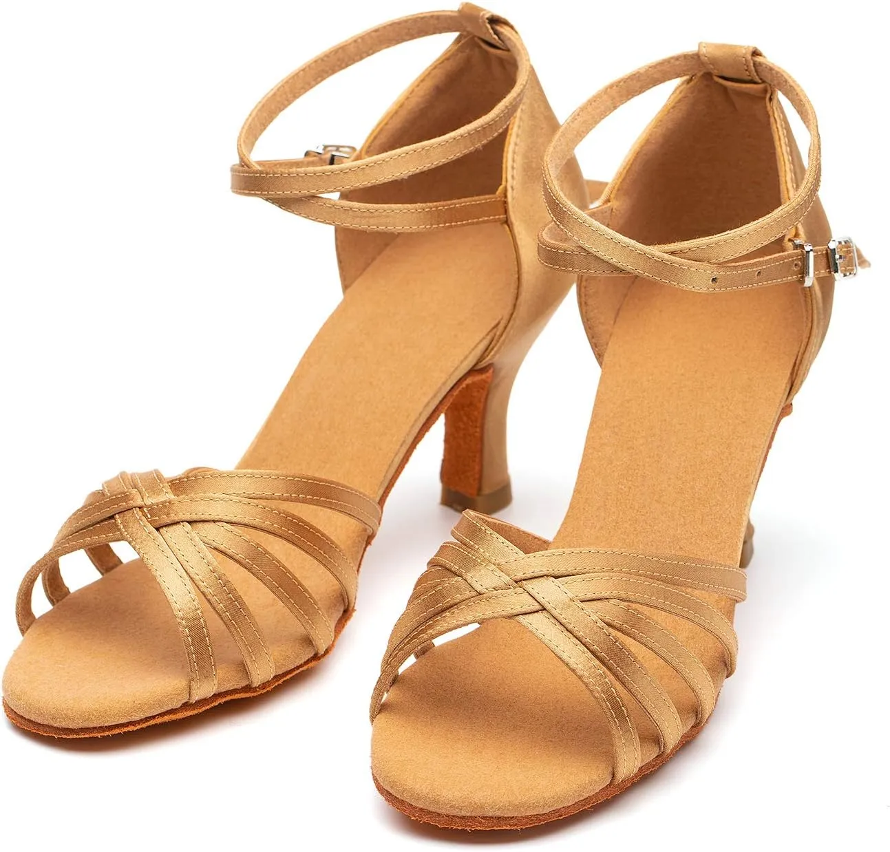 Women's Dance Shoes Latin Salsa Bachata Tango Practice Ballroom Dancing Shoes Wedding Performance Dress Shoes with Soft Suede Sole 2.76'' Heel