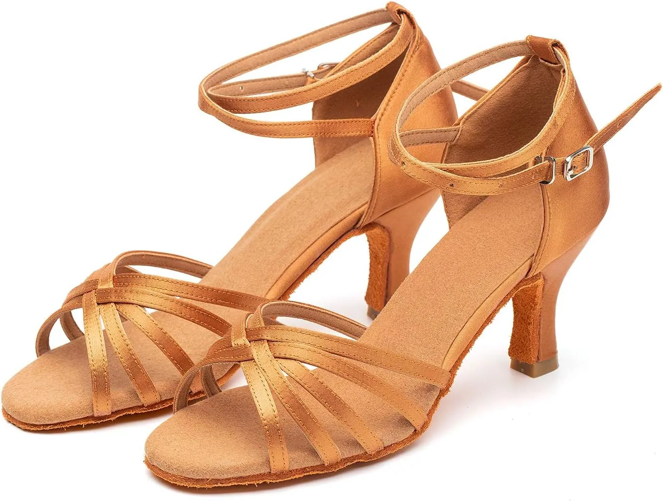 Women's Dance Shoes Latin Salsa Bachata Tango Practice Ballroom Dancing Shoes Wedding Performance Dress Shoes with Soft Suede Sole 2.76'' Heel