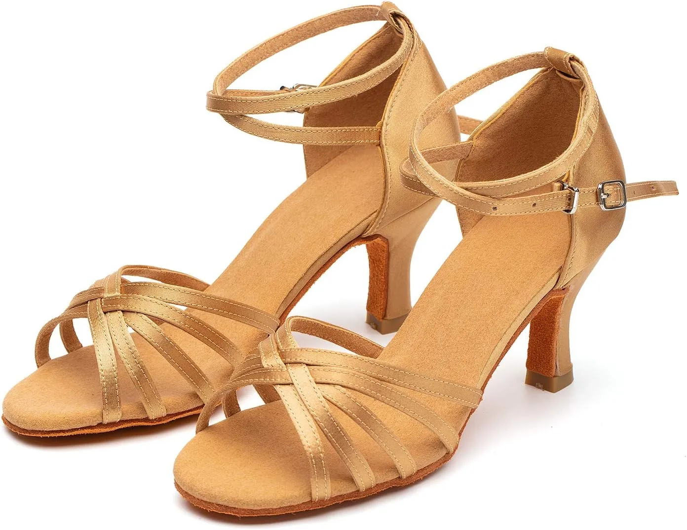 Women's Dance Shoes Latin Salsa Bachata Tango Practice Ballroom Dancing Shoes Wedding Performance Dress Shoes with Soft Suede Sole 2.76'' Heel