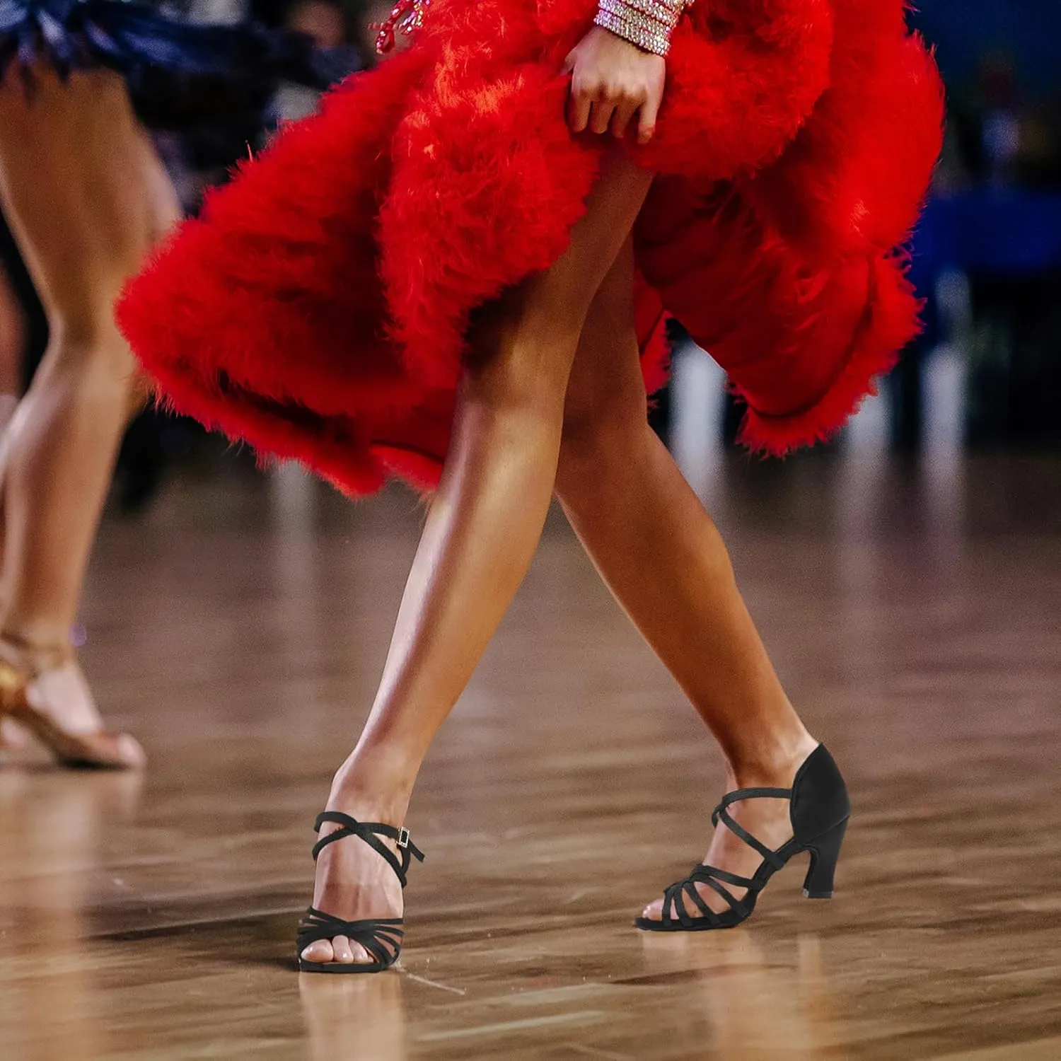 Womens Latin Dance Shoes Ballroom Dancing Shoes Salsa Tango Performance Practice Dance Shoes for Women,Black Tan