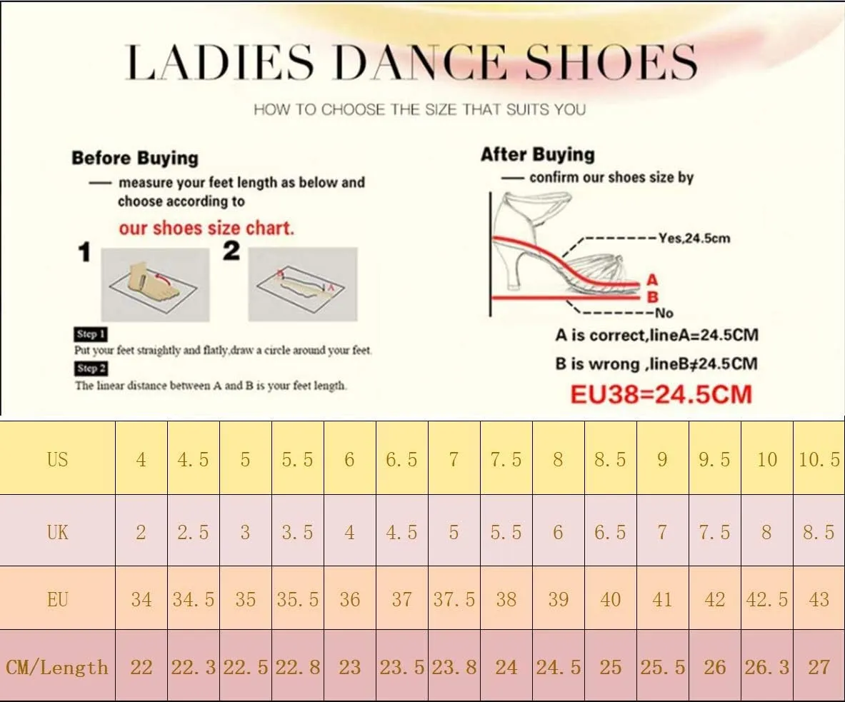 Women's Latin Dance Shoes High Heel Sandals Stain Professional Ballroom Salsa Practice Performance Dance Shoes Bachata Shoes PU Wedding Pumps Shoes with 7.5CM Heel