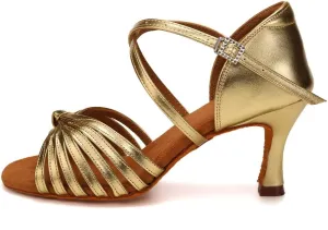 Women's Latin Dance Shoes Satin Open Toe 3 inch Heel Ballroom Salsa Dance Practice Shoes Suede Sole