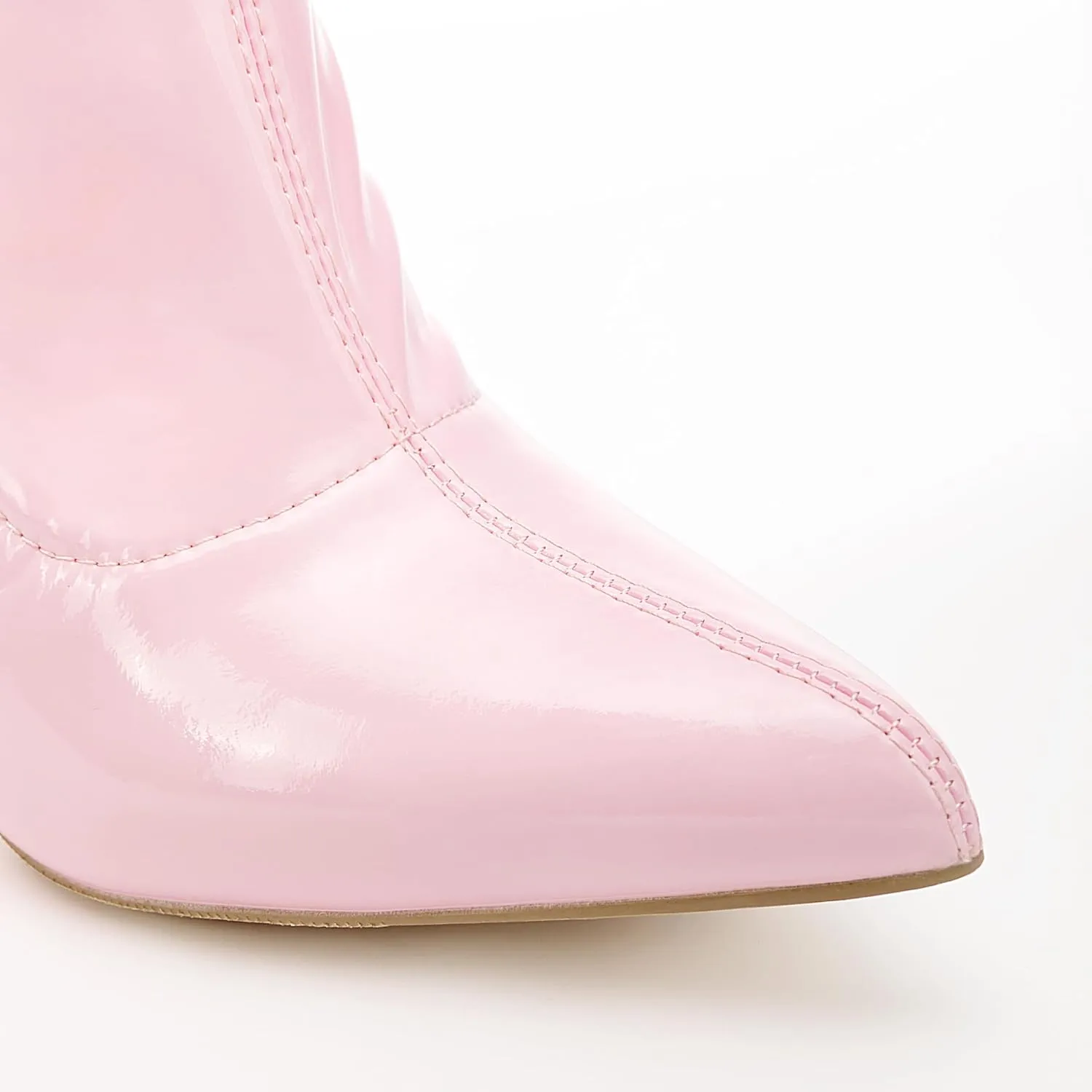 Women's Patent Leather PU Thigh High Boots Pointy Toe Side Zippe Fashion Comfy Sexy Stiletto High Heel Over The Knee Boots
