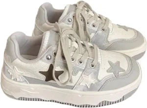 Women's Retro Platform SneakersStar Shaped Chunky Skateboard ShoesFashion Casual Walking Shoes