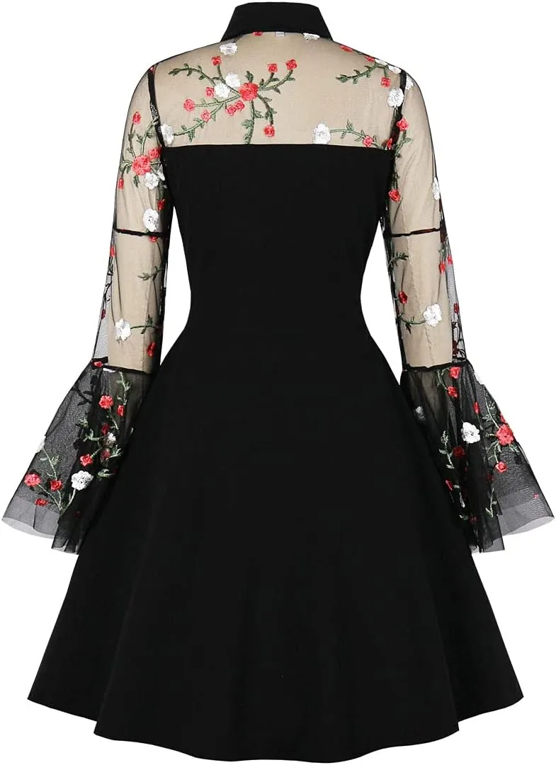 Women's Vintage Polka Dot 1950s Audrey Retro Rockabilly Prom Dress 50's 60's A-Line Cocktail Party Swing Dress