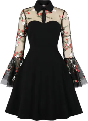 Women's Vintage Polka Dot 1950s Audrey Retro Rockabilly Prom Dress 50's 60's A-Line Cocktail Party Swing Dress