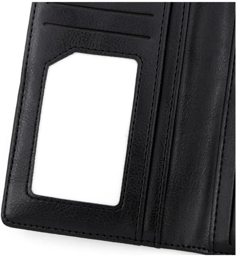Wristlet Strap Clutch Purse Long Fold-over Credit Holder Wallet Leather Wallet for Women