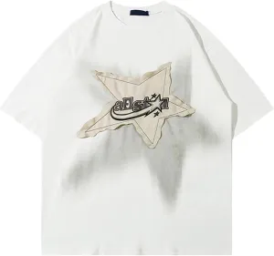 Y2K 90s Vintage Oversized T Shirts Star Graphic Tees Y2k Casual Unisex Streetwear Grunge Aesthetic Tops Clothes
