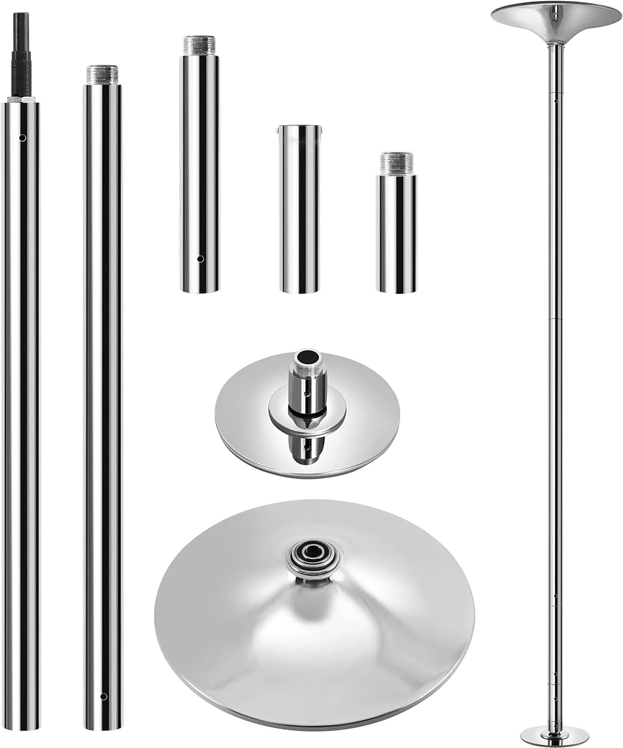 Yaheetech Professional Dance Pole Spinning Static Dancing Pole Portable Removable 45mm Dance Pole Kit for Exercise Club Party Pub Home w/Tools, Silver/Gold