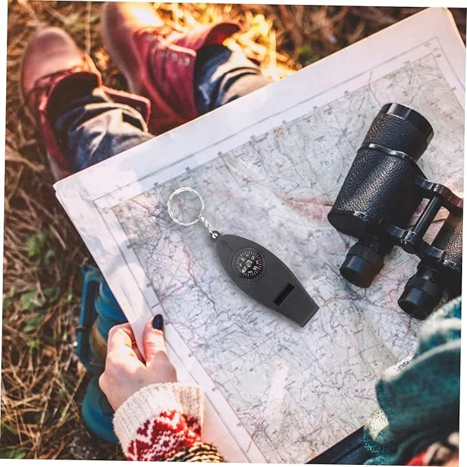 Yardwe Whistle Compass Map Reading Compass Hiking Whistle Compass Whistle Safety Whistle Mini Compass Camping Whistle Backpack Keychain Whistle Keychain Survive Plastic Travel Pocket